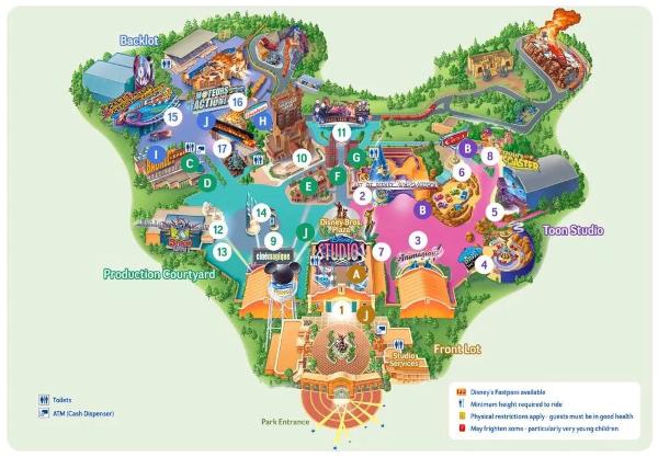 Plan du parc Walt Disney Studios.